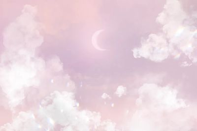 Dreamy Pink Clouds with Moon — Art Print. poster print