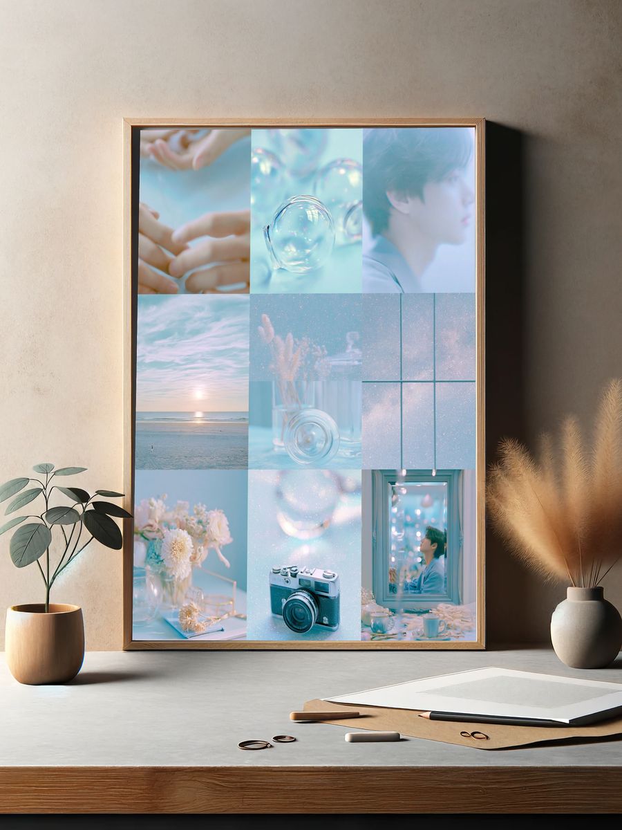 Dreamy Pastel Collage Poster. — room view 2