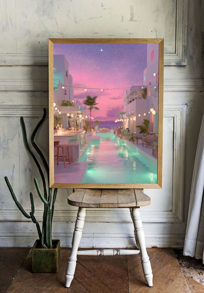 Dreamy Poolside Evening — Fine Art Print room preview