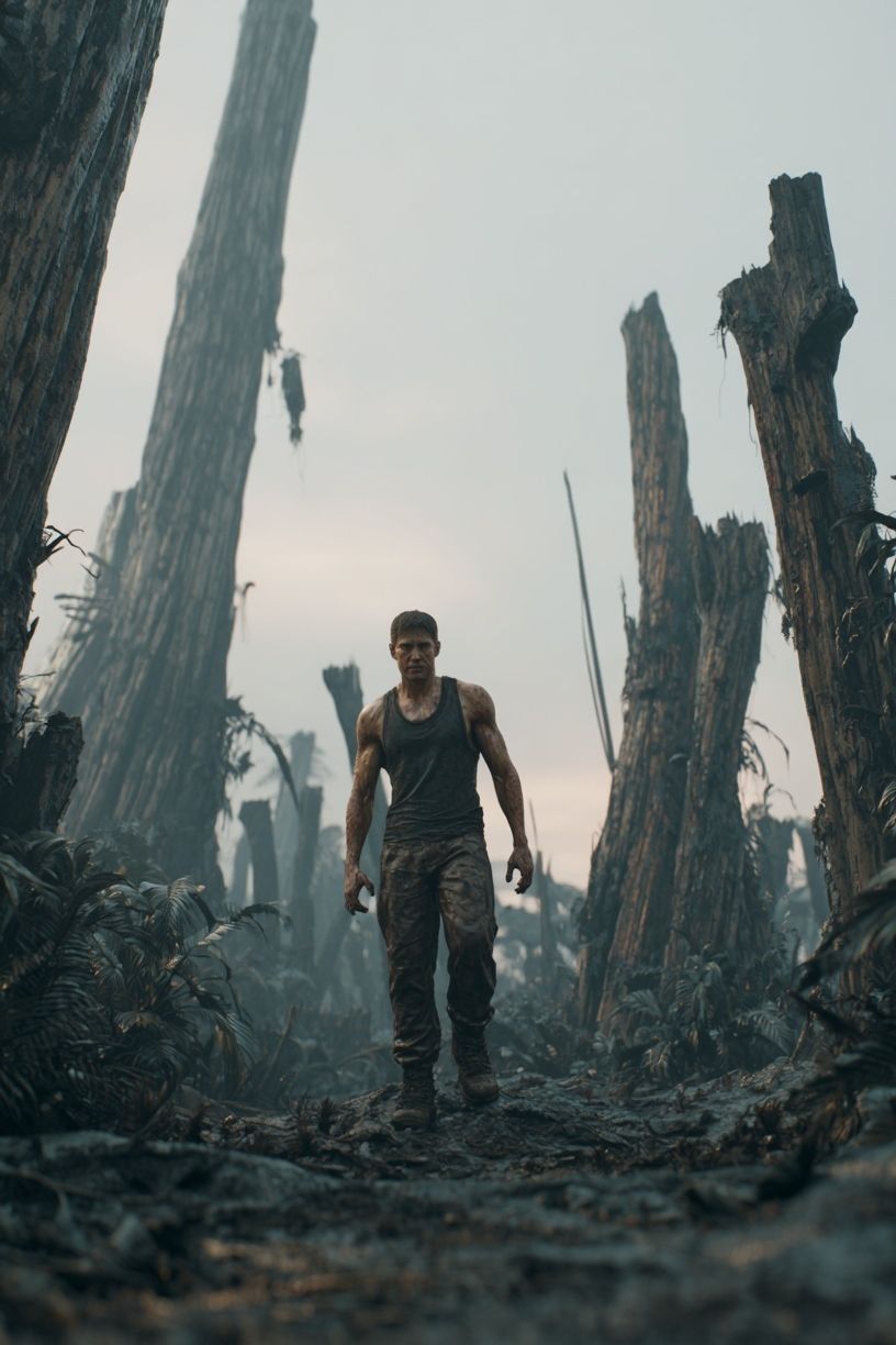 Survivor in a Dystopian Landscape Poster. poster detail