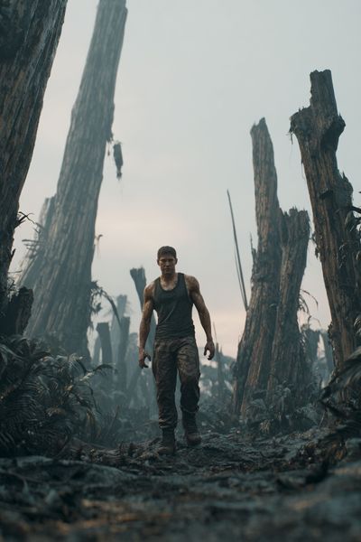 Survivor in a Dystopian Landscape Poster. poster print