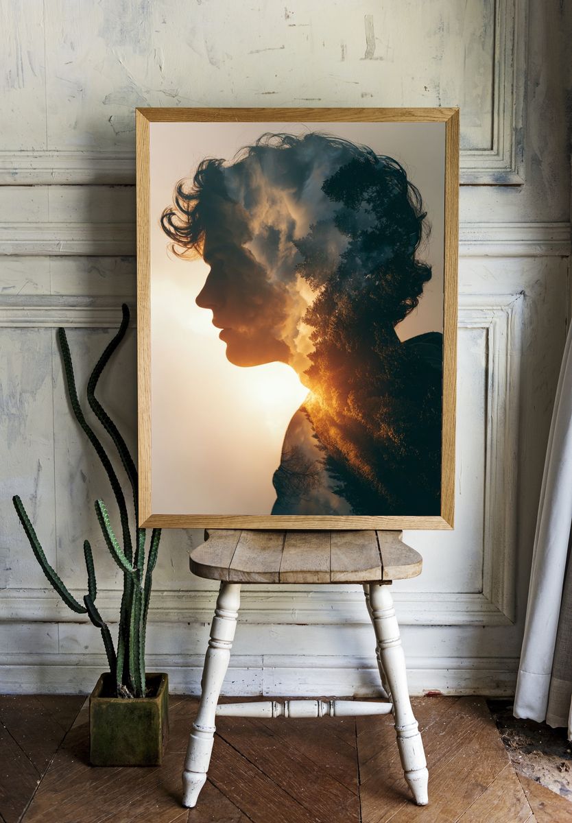 Double Exposure Portrait Print. — room view 1