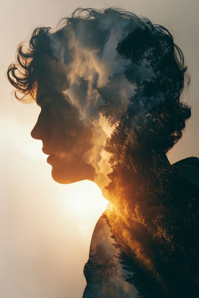 Double Exposure Portrait Print. poster print