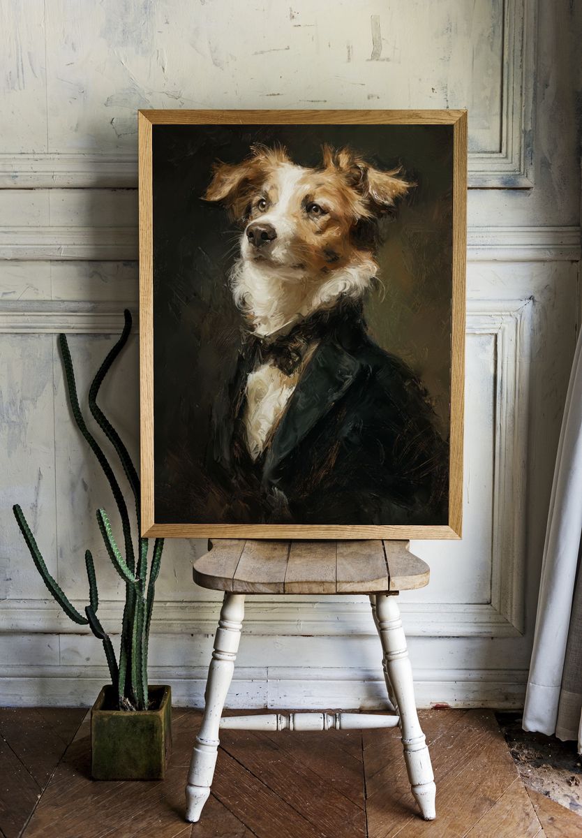 Dapper Dog Portrait — Fine Art Print. room preview