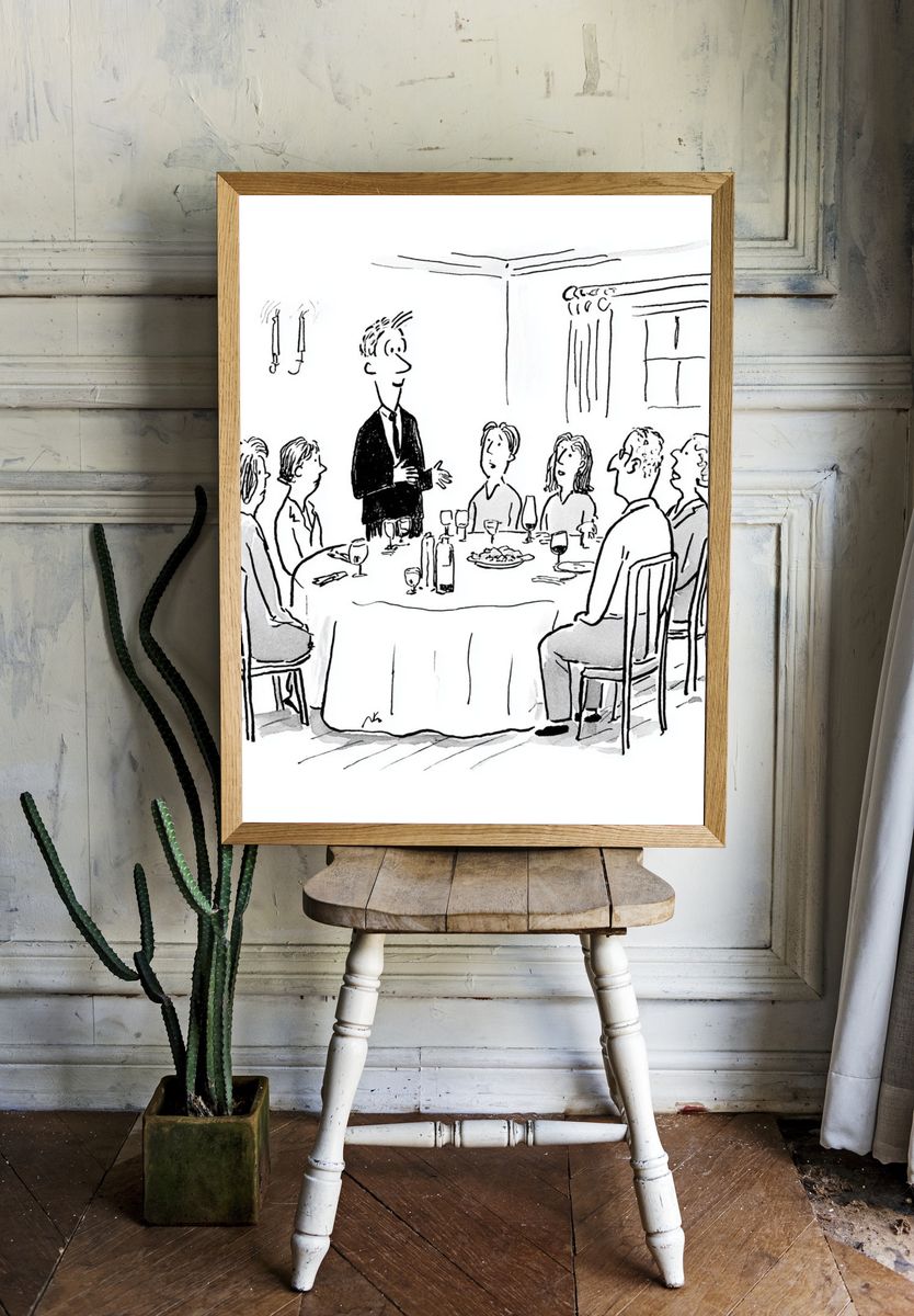 Dinner Party — Illustration Print. room preview