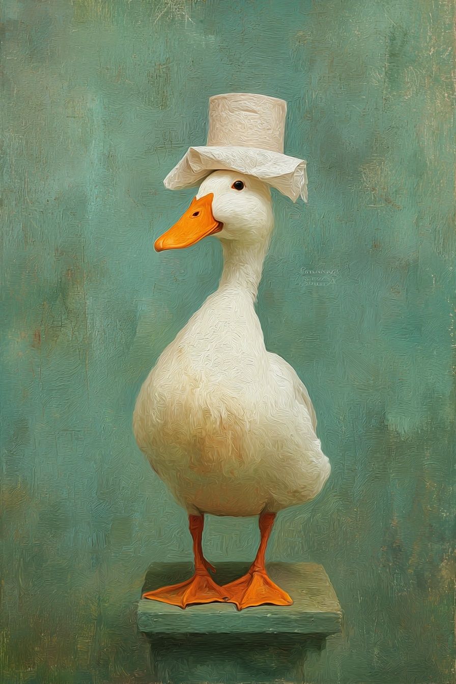 Dapper Duck — Whimsical Print. poster — animals art