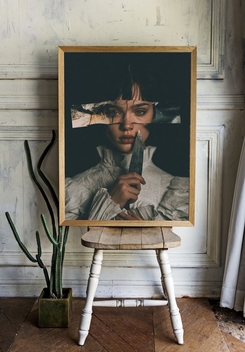Dark Portrait with Knife Print. — room view 1