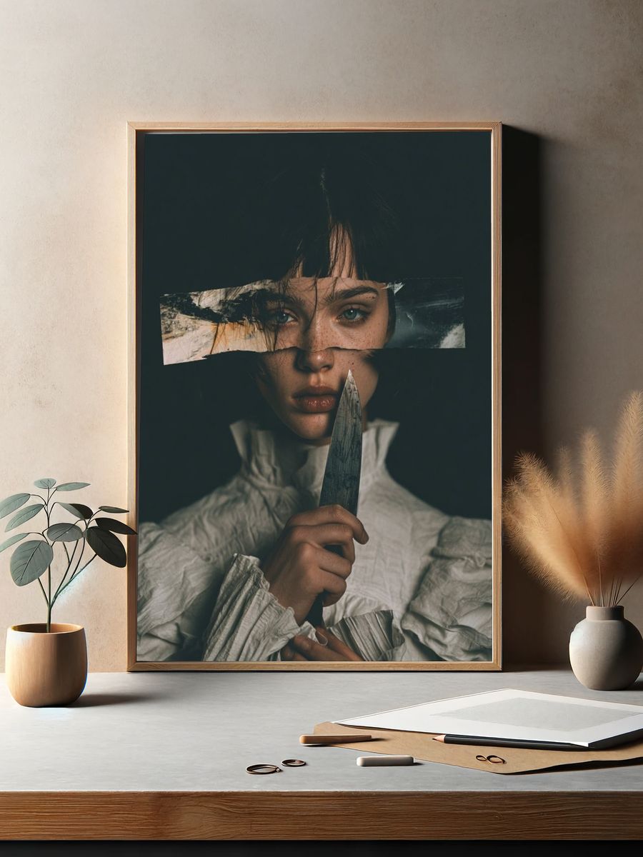 Dark Portrait with Knife Print. — room view 2