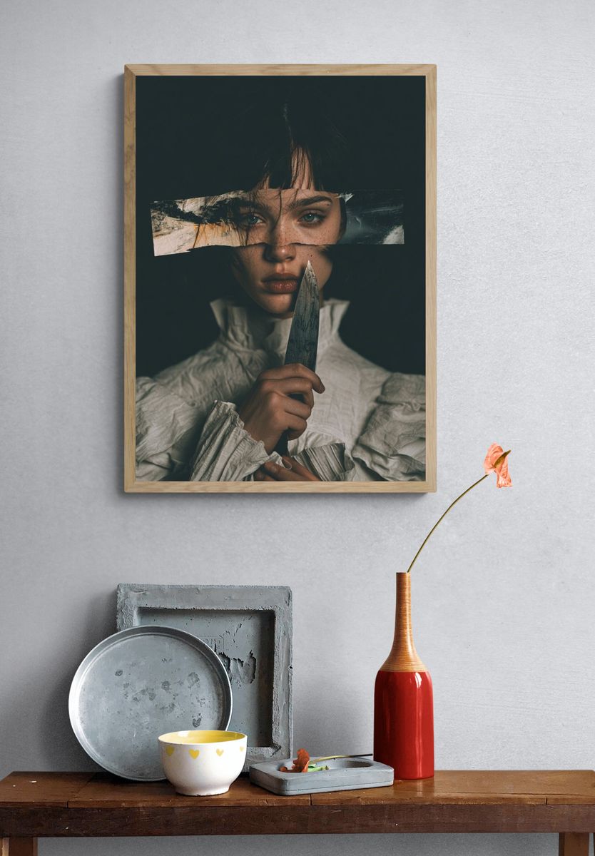 Dark Portrait with Knife Print. — room view 3