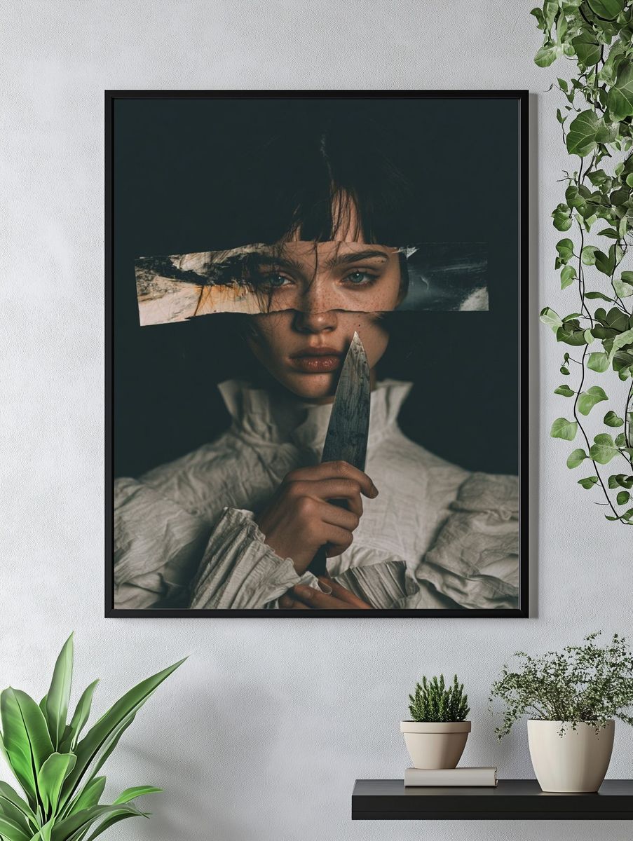 Dark Portrait with Knife Print. — room view 4