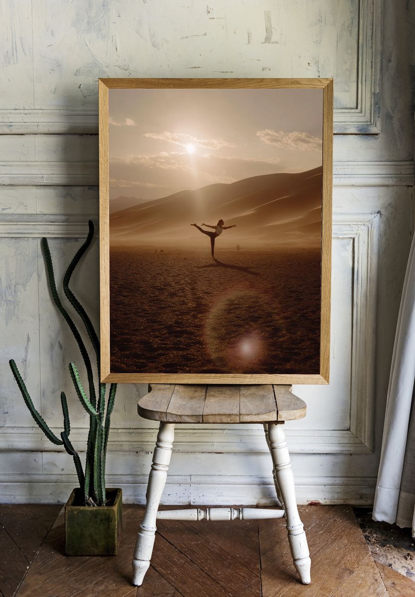 Dancer in Desert Sunset Poster. — room view 1