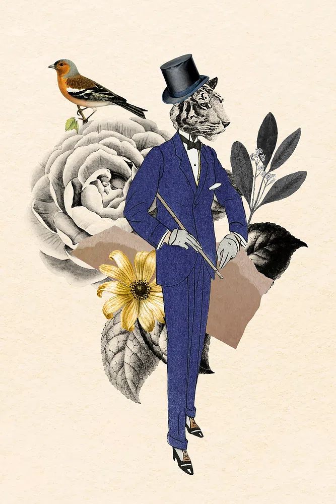 Dapper Tiger in Suit — Illustration Print. poster — illustration art
