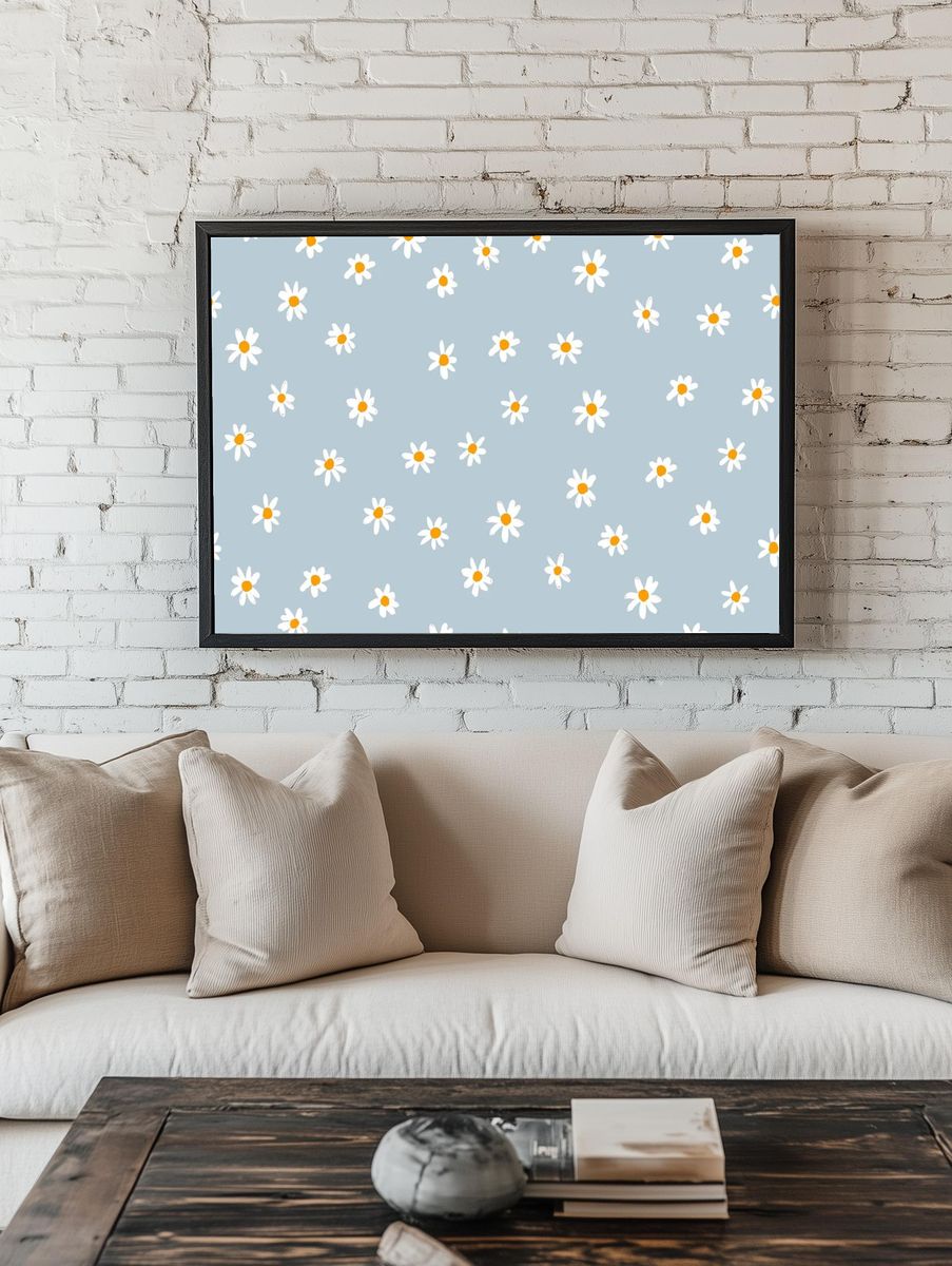 Daisy Pattern — Illustration Print. room preview