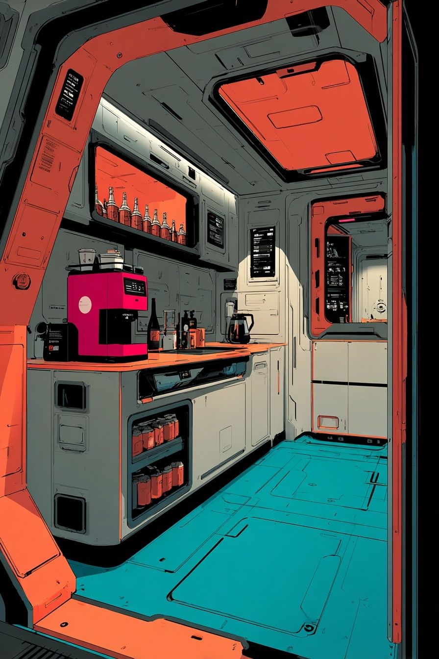 Futuristic Kitchen — Digital Art Print. poster detail