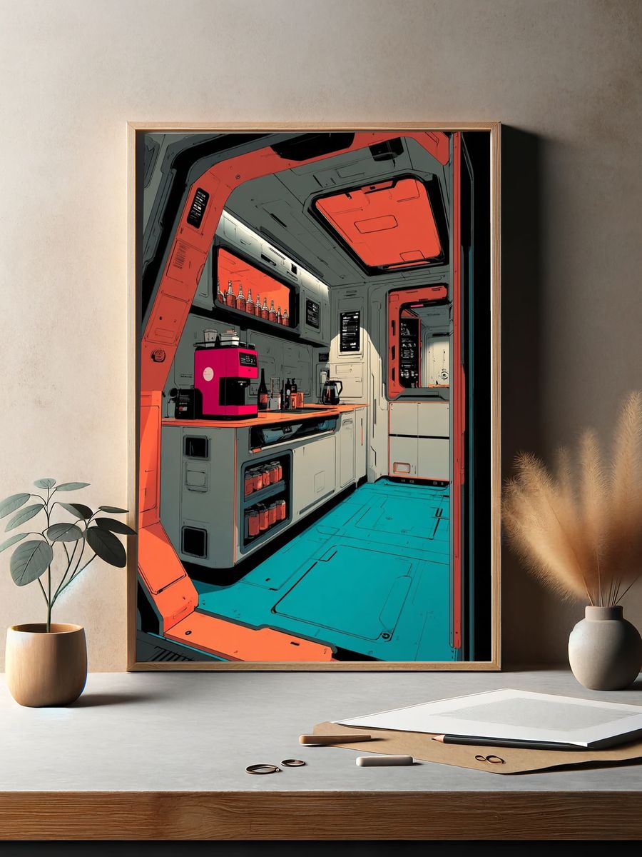 Futuristic Kitchen — Digital Art Print. — room view 2