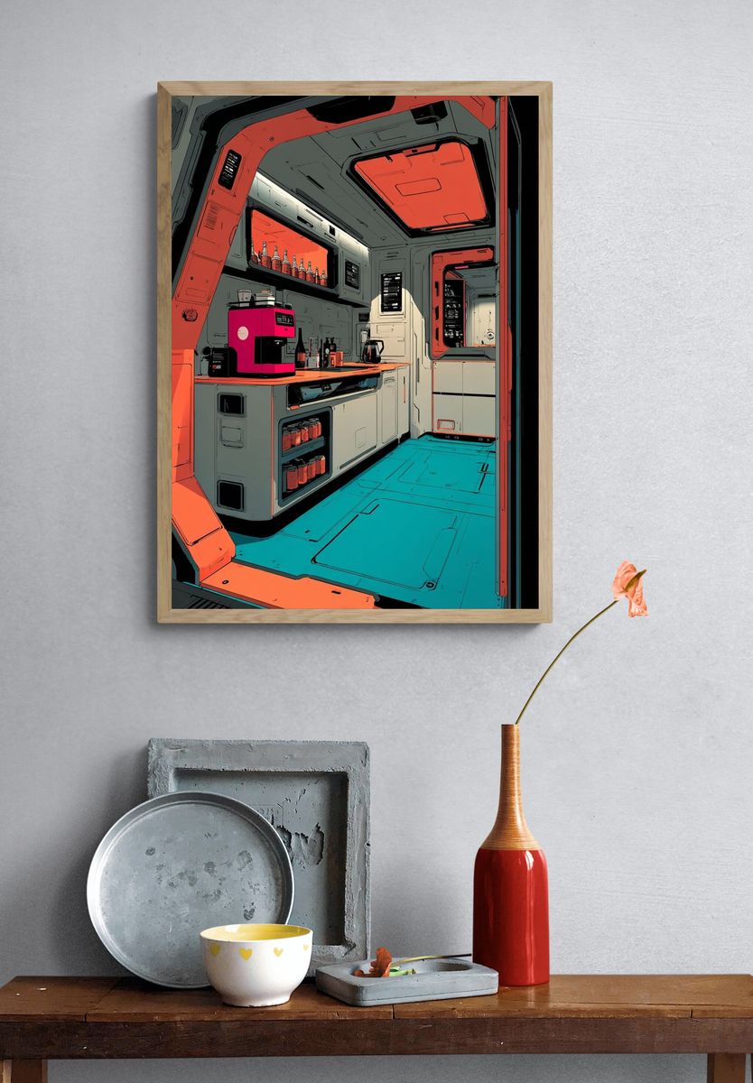 Futuristic Kitchen — Digital Art Print. — room view 3