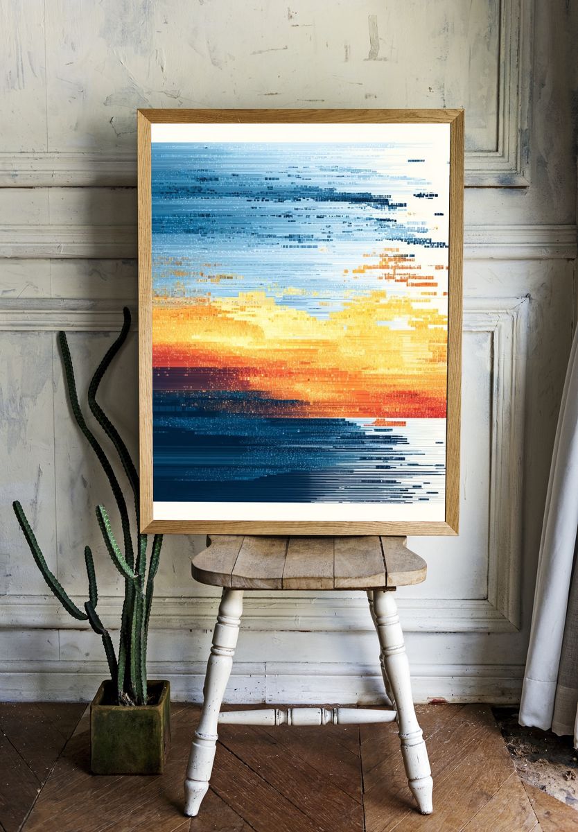 Abstract Sunset — Digital Art Print. — room view 1