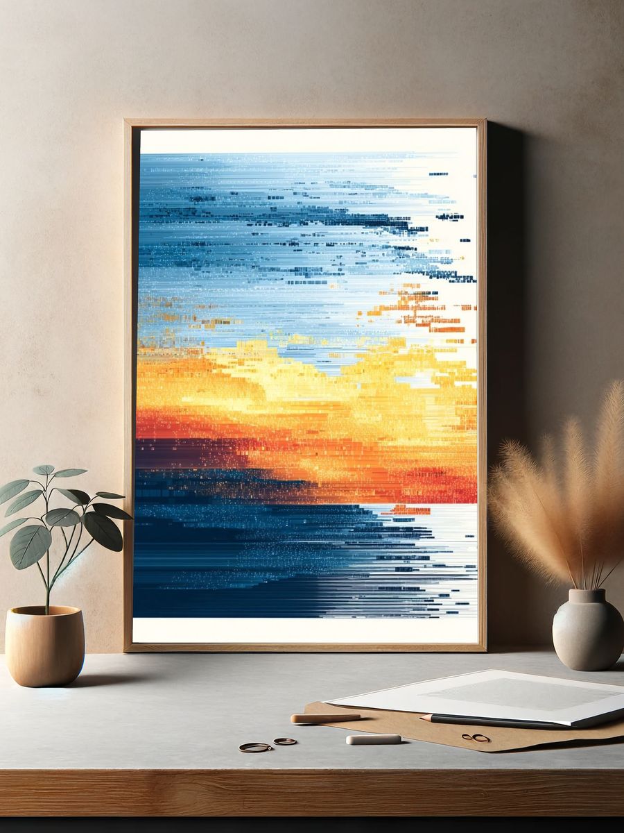 Abstract Sunset — Digital Art Print. — room view 2