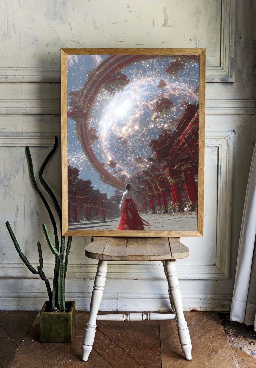 Cosmic Temple — Digital Art Print room preview
