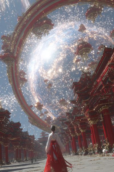 Cosmic Temple — Digital Art Print. poster