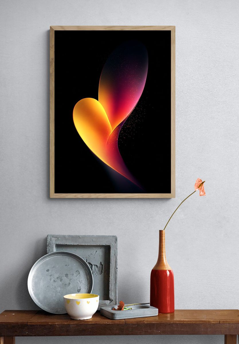 Abstract Heart — Digital Art Print. — room view 3