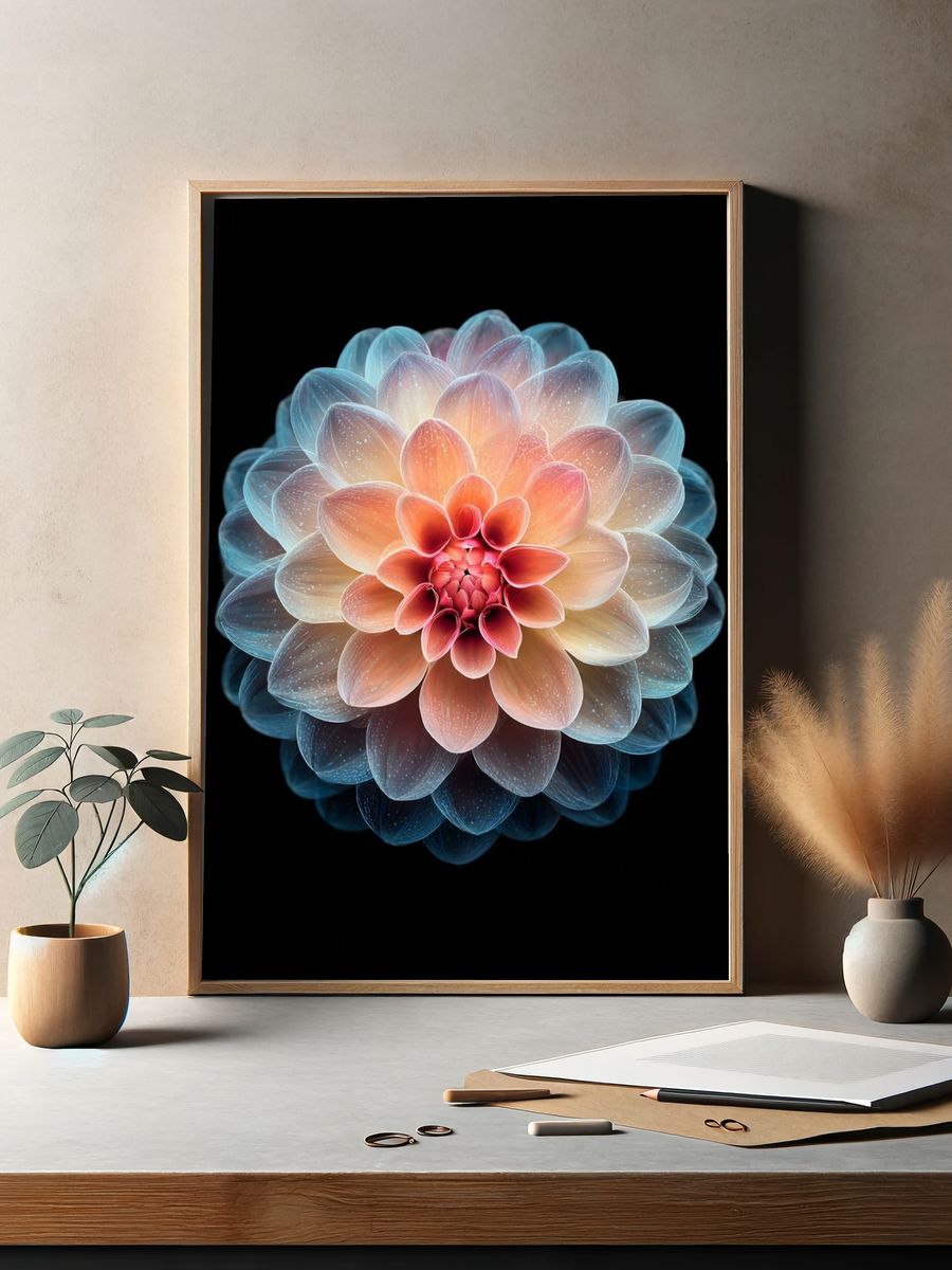 Radiant Flower — Digital Art Print. — room view 2