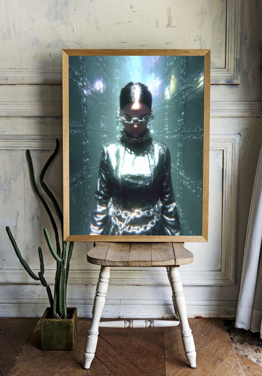 Futuristic Chains — Digital Art Print. — room view 1