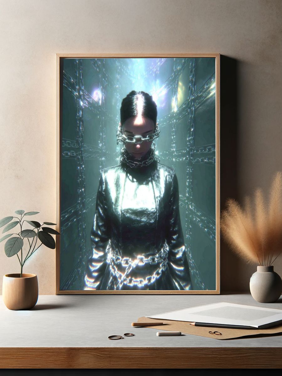 Futuristic Chains — Digital Art Print. — room view 2