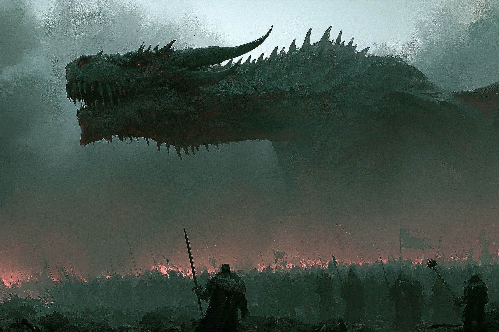 Dragon Siege Fantasy Poster. poster — illustration art