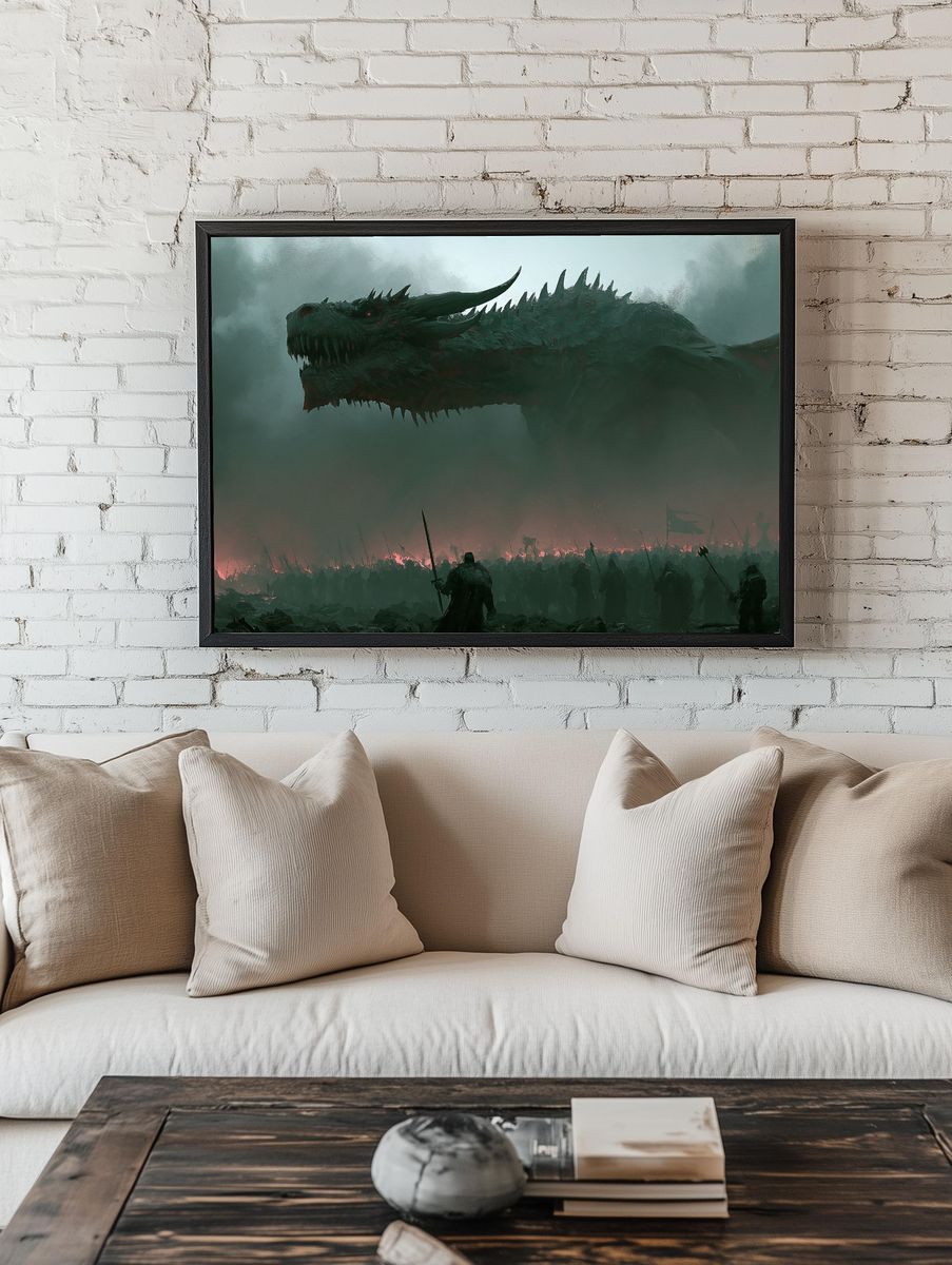 Dragon Siege Fantasy Poster. room preview