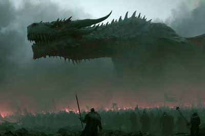 Dragon Siege Fantasy Poster. poster