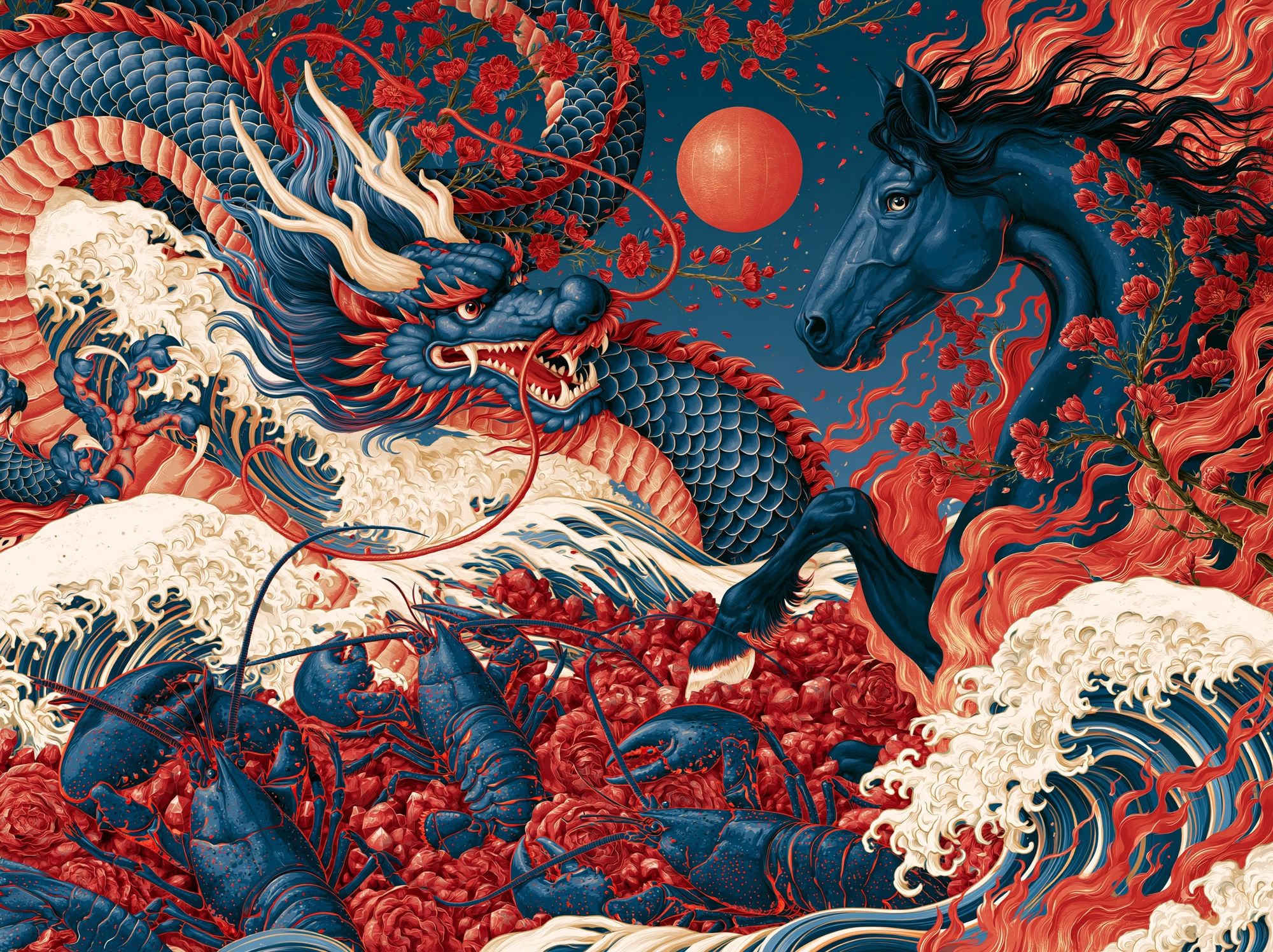 Dragon and Horse Fantasy Print. poster detail