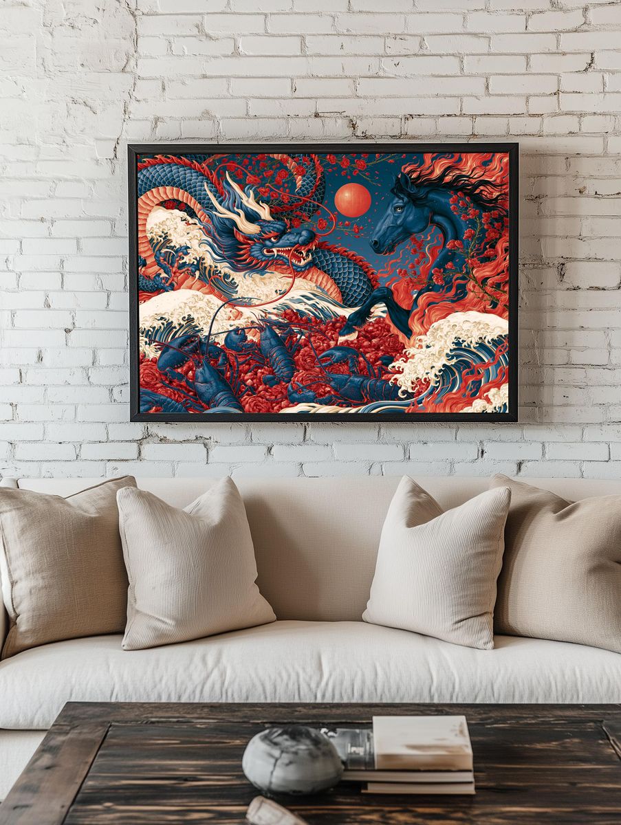 Dragon and Horse Fantasy Print. — room view 1
