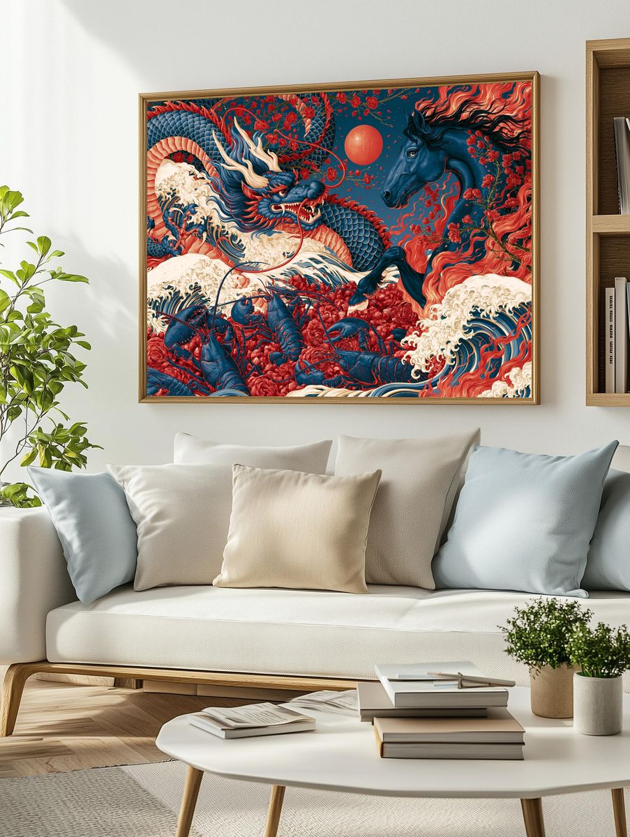Dragon and Horse Fantasy Print. — room view 2