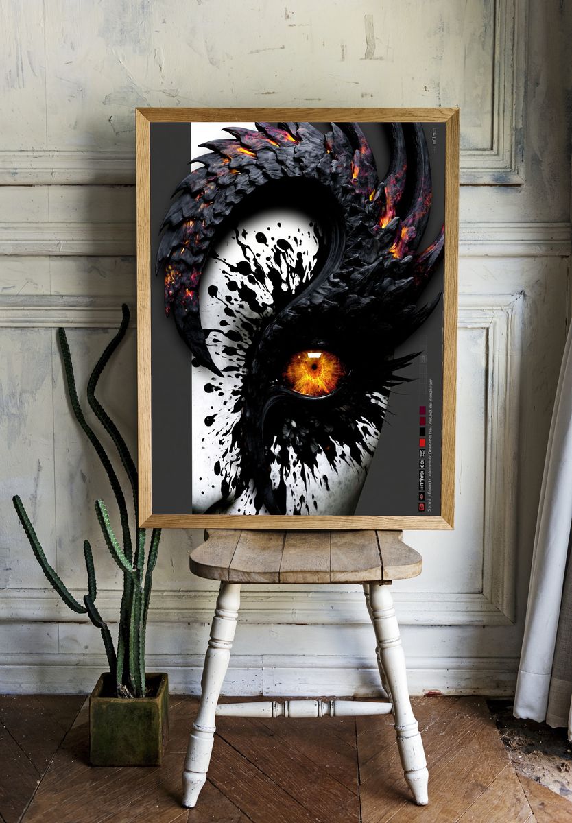 Dragon Eye Dark Fantasy Poster. room preview