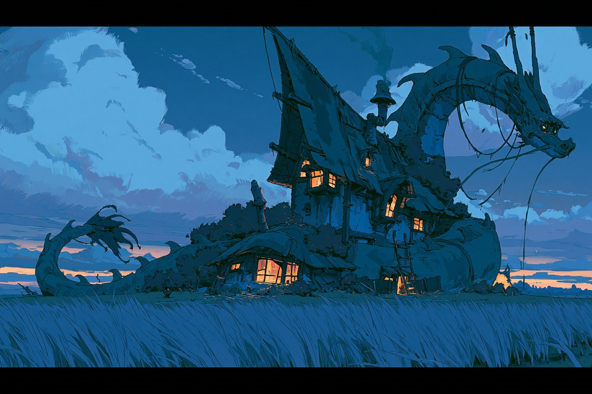 Dragon House Fantasy Illustration Poster. poster — illustration art