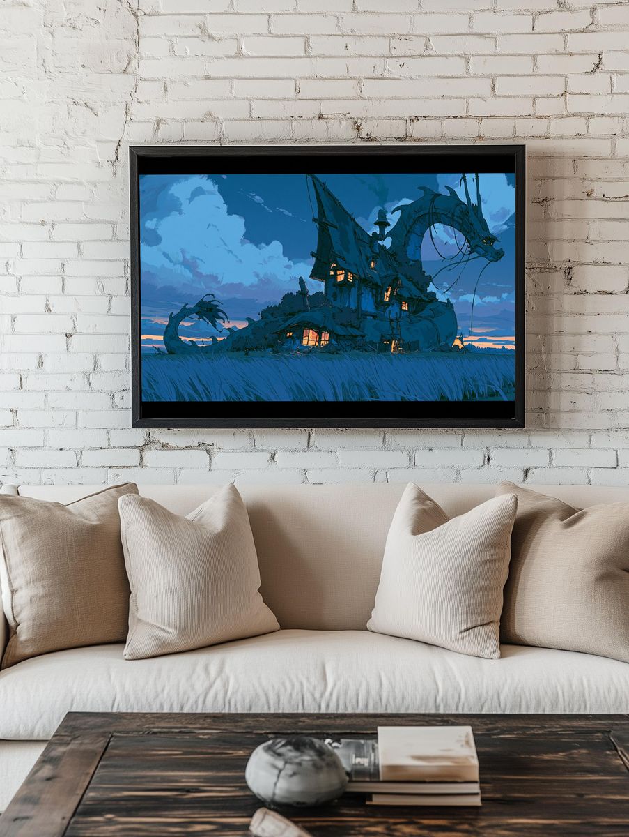 Dragon House Fantasy Illustration Poster. — room view 1