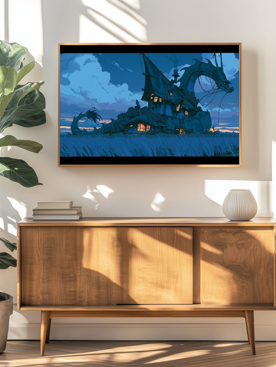 Dragon House Fantasy Illustration Poster. — room view 3