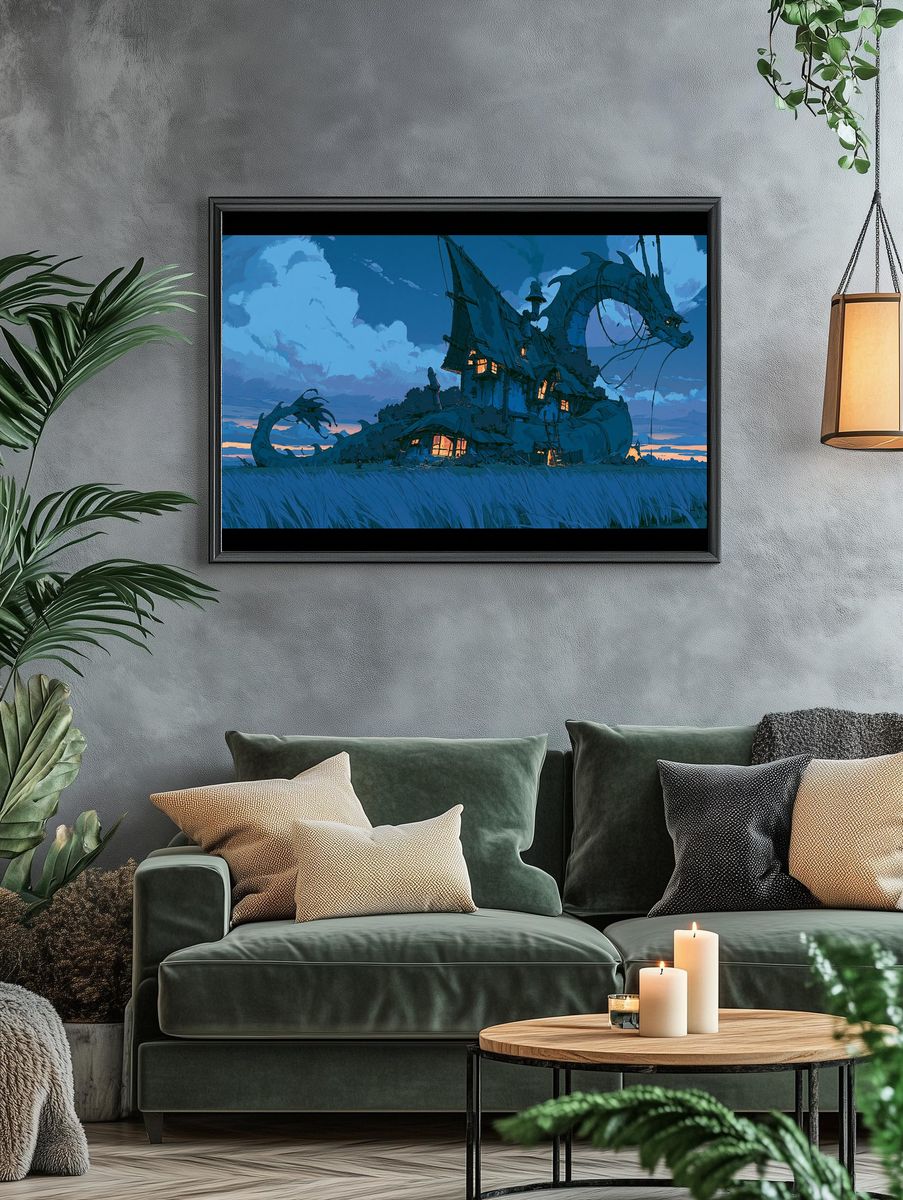 Dragon House Fantasy Illustration Poster. — room view 4