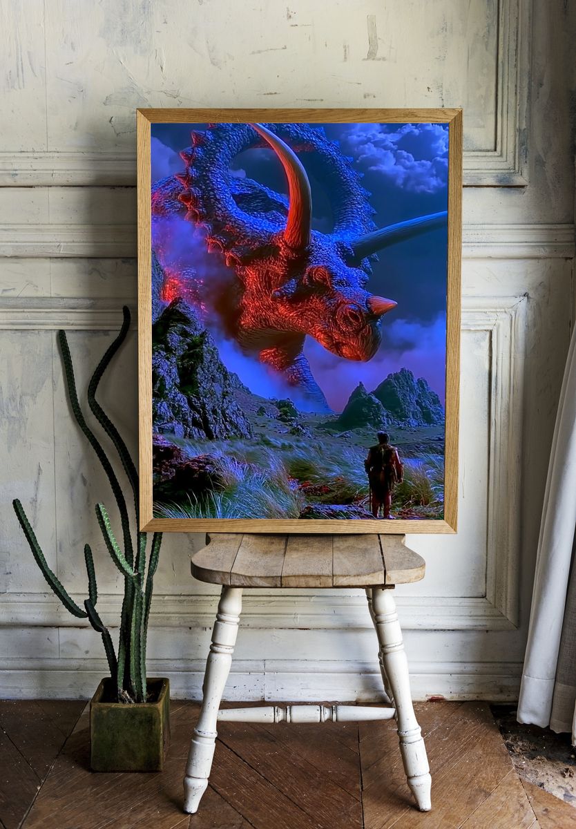 Dragon in Stormy Skies Print. — room view 1