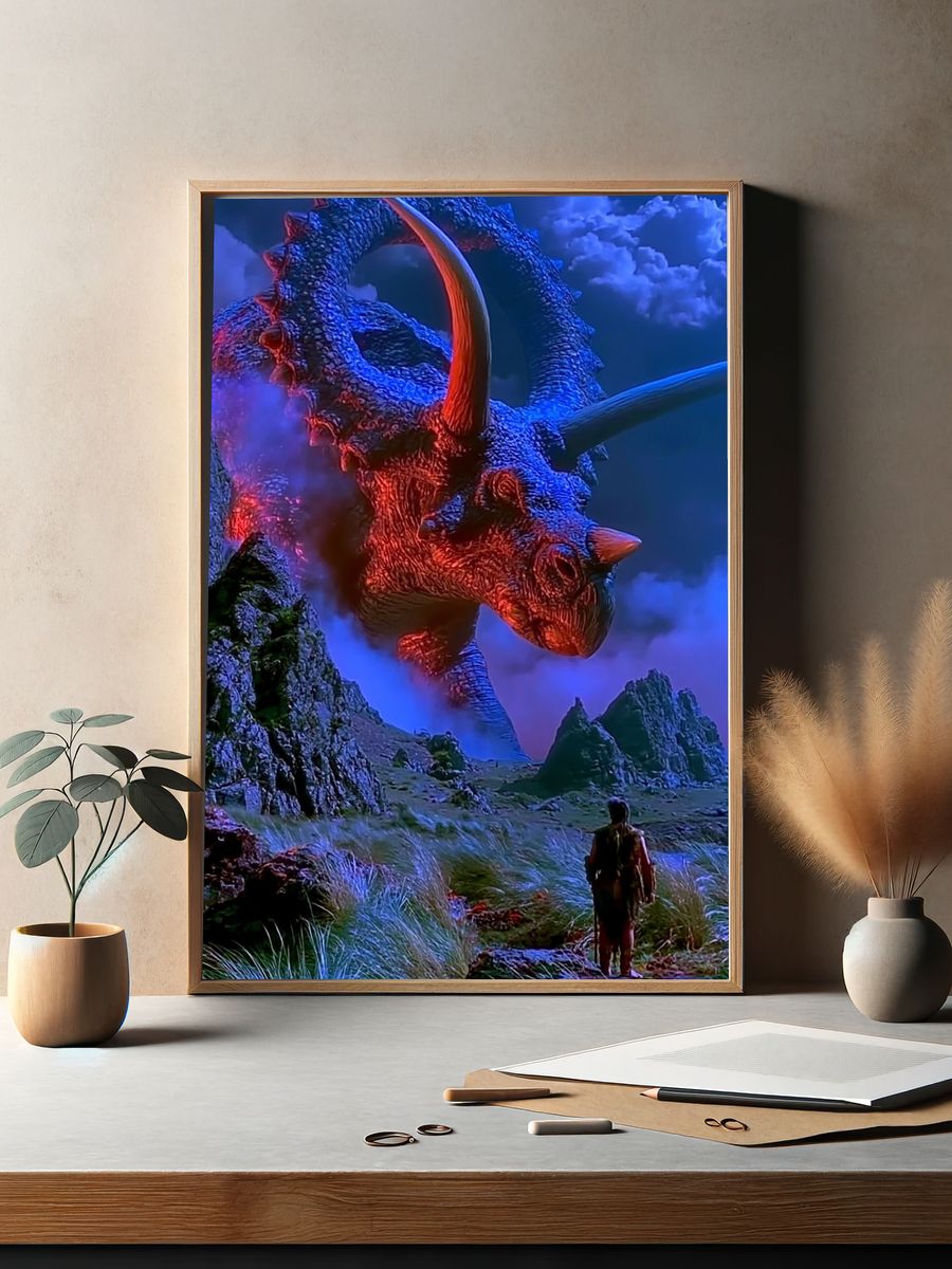 Dragon in Stormy Skies Print. — room view 2