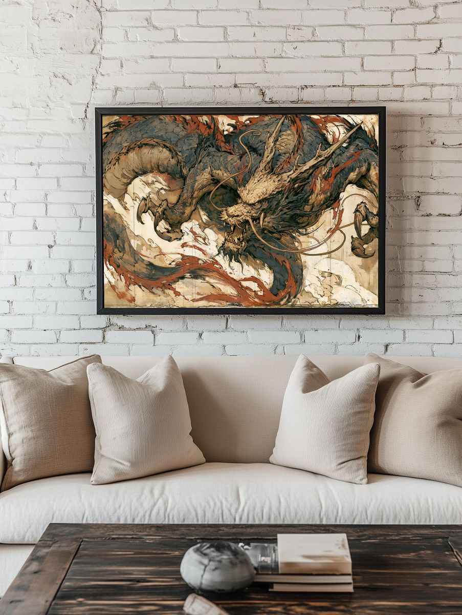 Dragon Ink Wash Poster. room preview