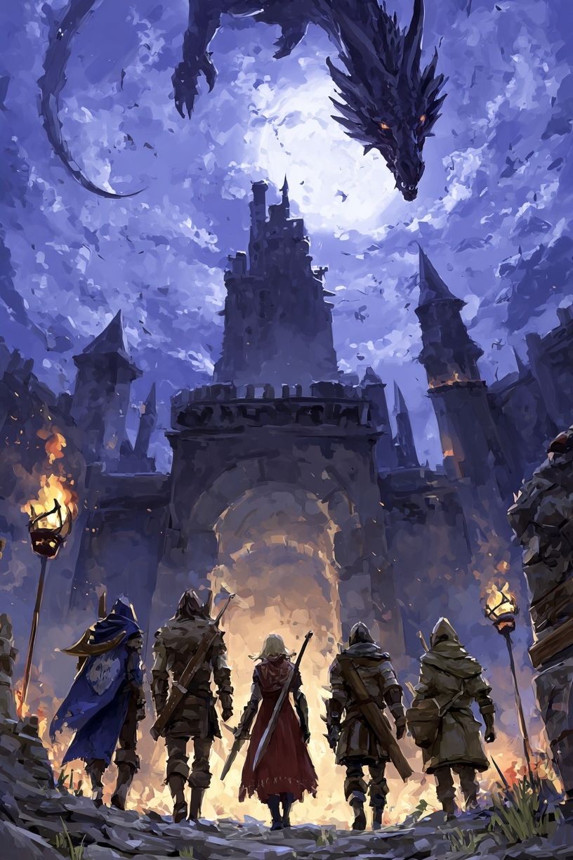 Dragon Encounter — Fantasy Art Print. poster — gaming art