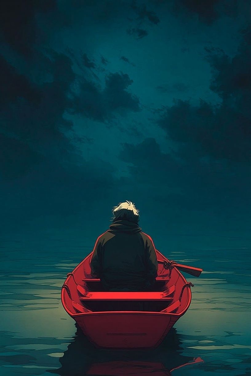 Lonely Rowboat — Digital Art Print. poster — illustration art