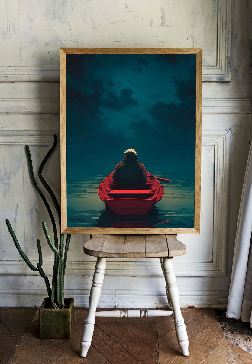 Lonely Rowboat — Digital Art Print room preview