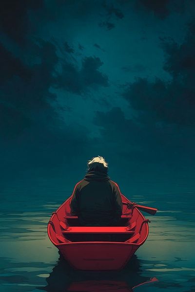 Lonely Rowboat — Digital Art Print. poster