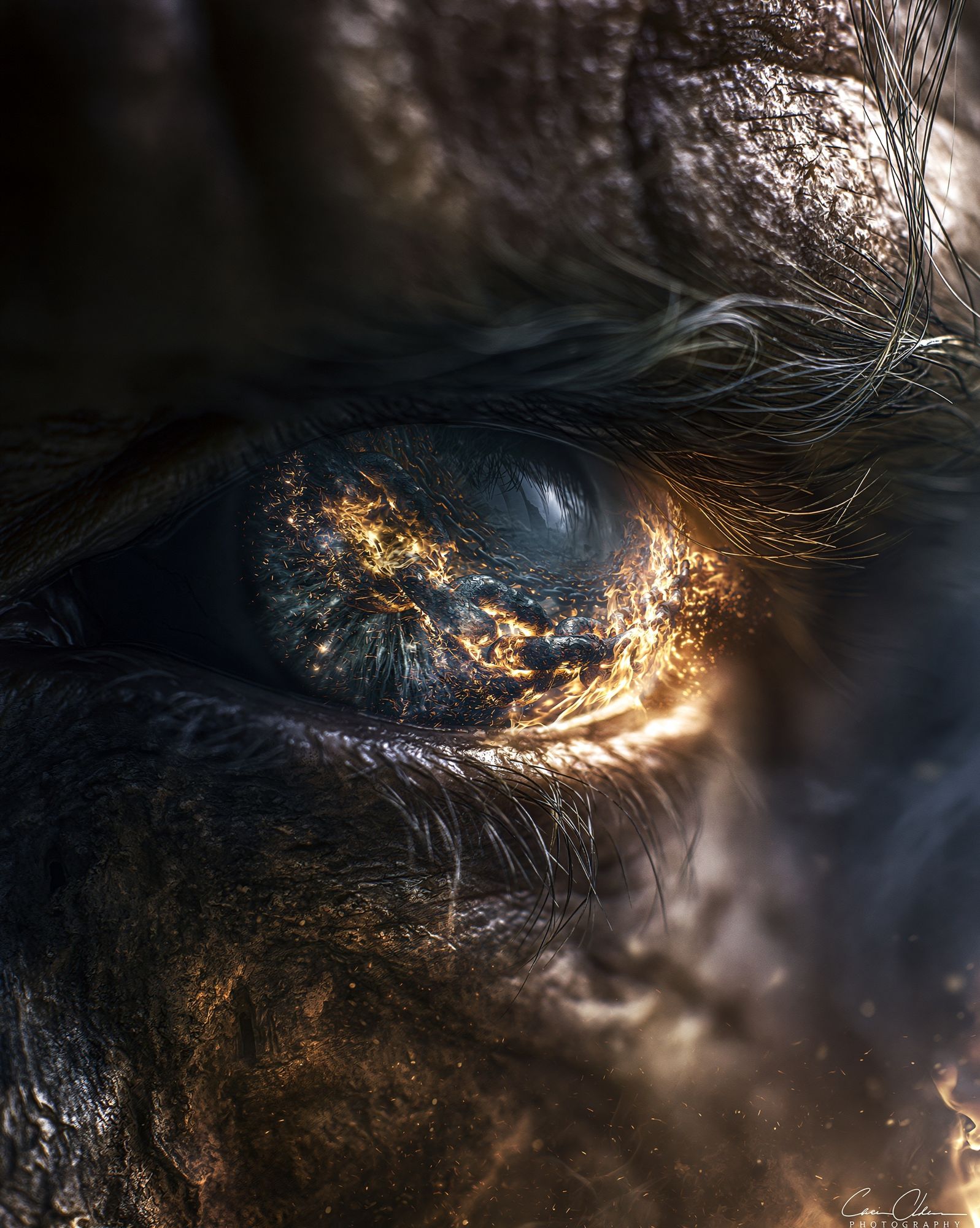 Fiery Dragon Eye Illustration Poster. poster — illustration art