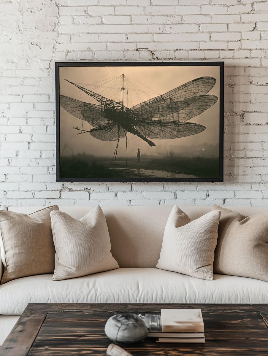 Dragonfly Sculpture Photography Poster. — room view 1
