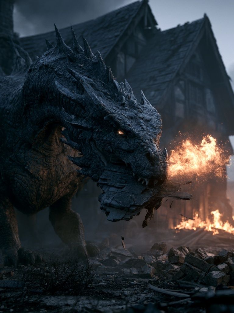 Dragon Attack Fantasy Print. poster detail