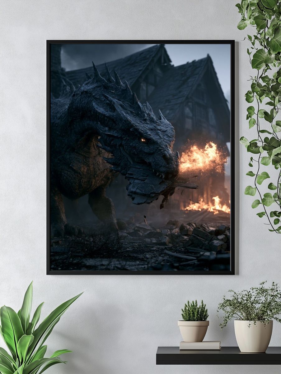 Dragon Attack Fantasy Print. — room view 4